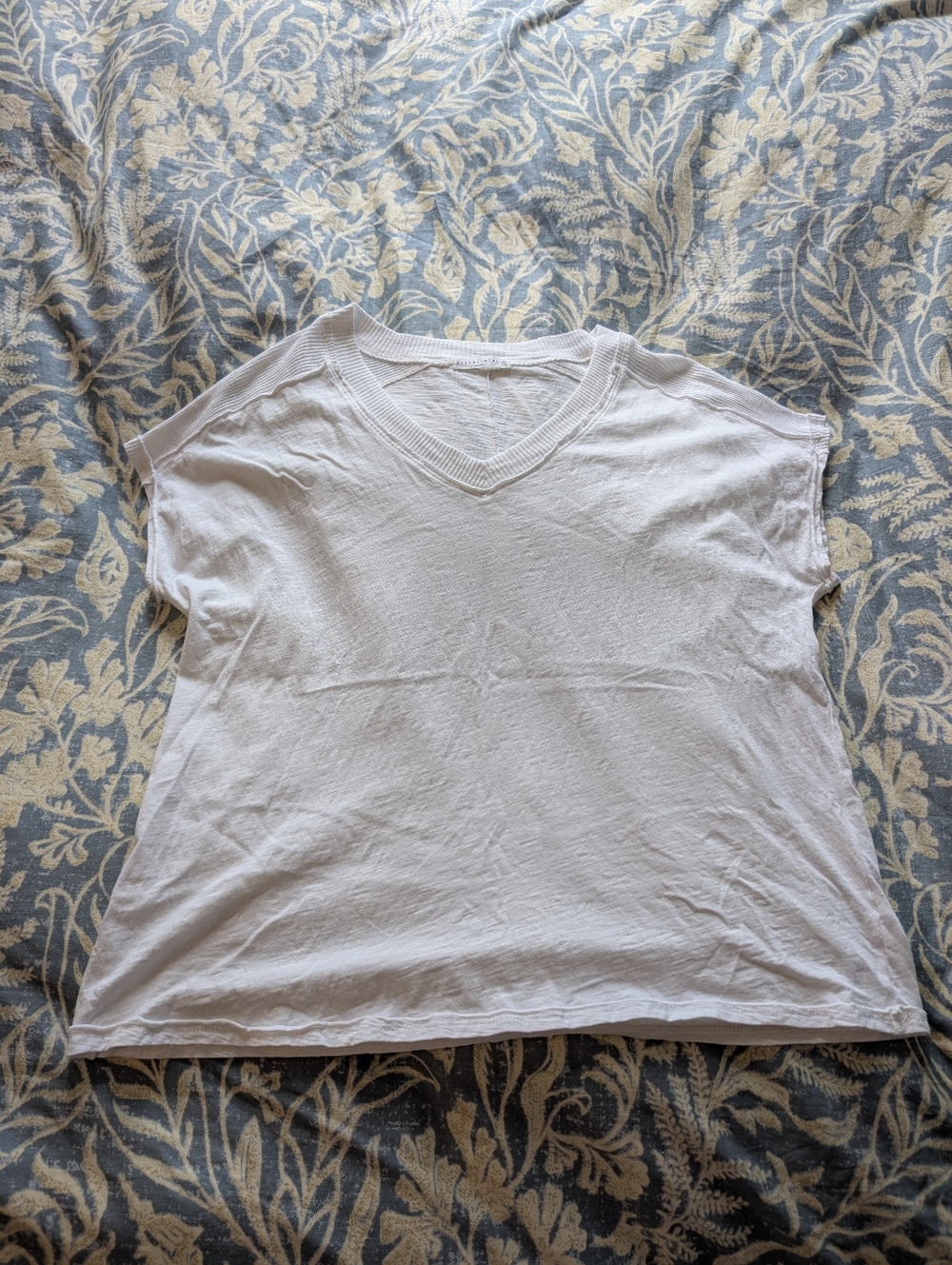 Wasabi + Mint Women's White T-shirt with Exposed Seams